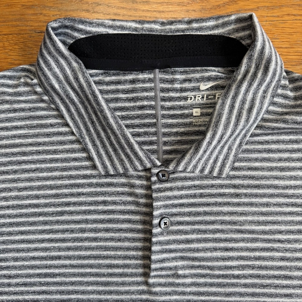 Nike Golf Tiger Woods Collection Striped Polo BQ6722 010 Anthracite Black Sz XL
